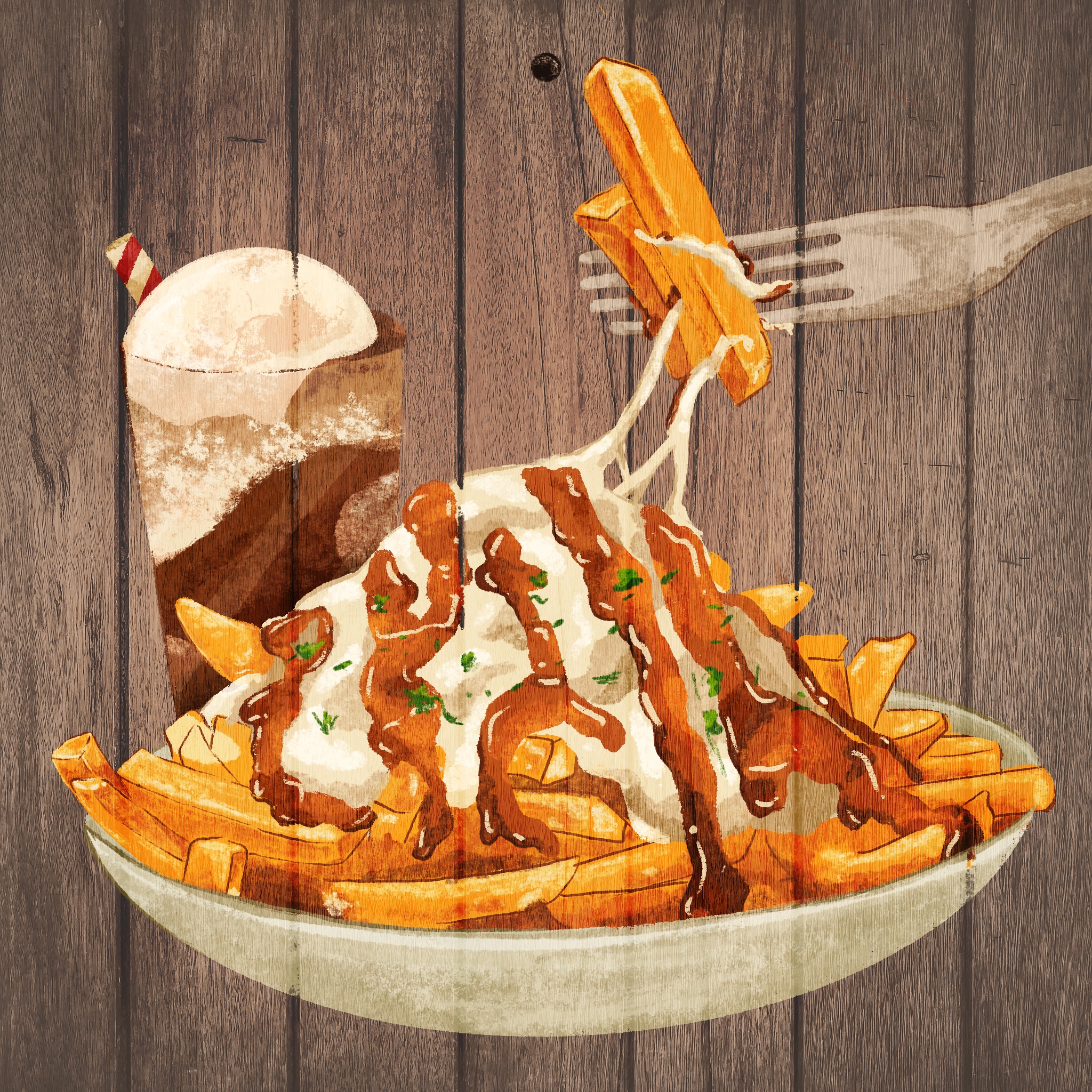 Poutine and Soda pop